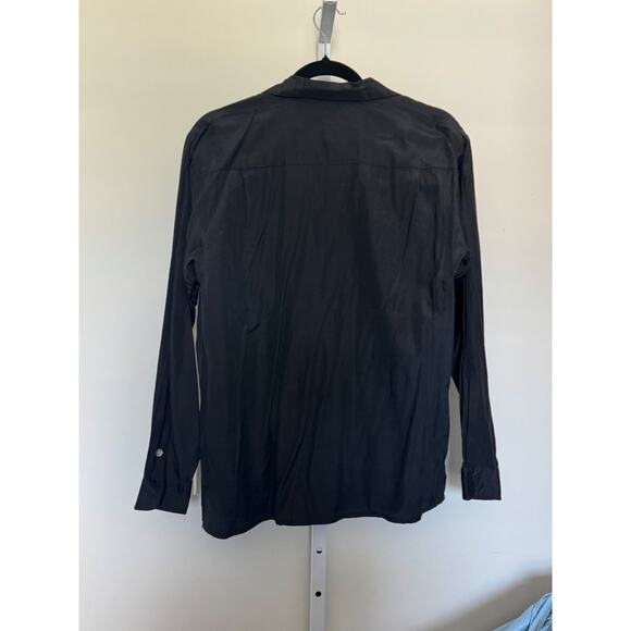 VTG Bogari Silk Blend Button Down Shirt Womens M Black Tailored Classic - Picture 5 of 5